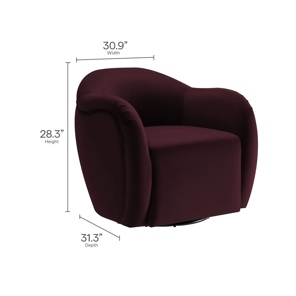 Compose Performance Velvet Swivel Armchair in Mulberry by Modway - Image 2