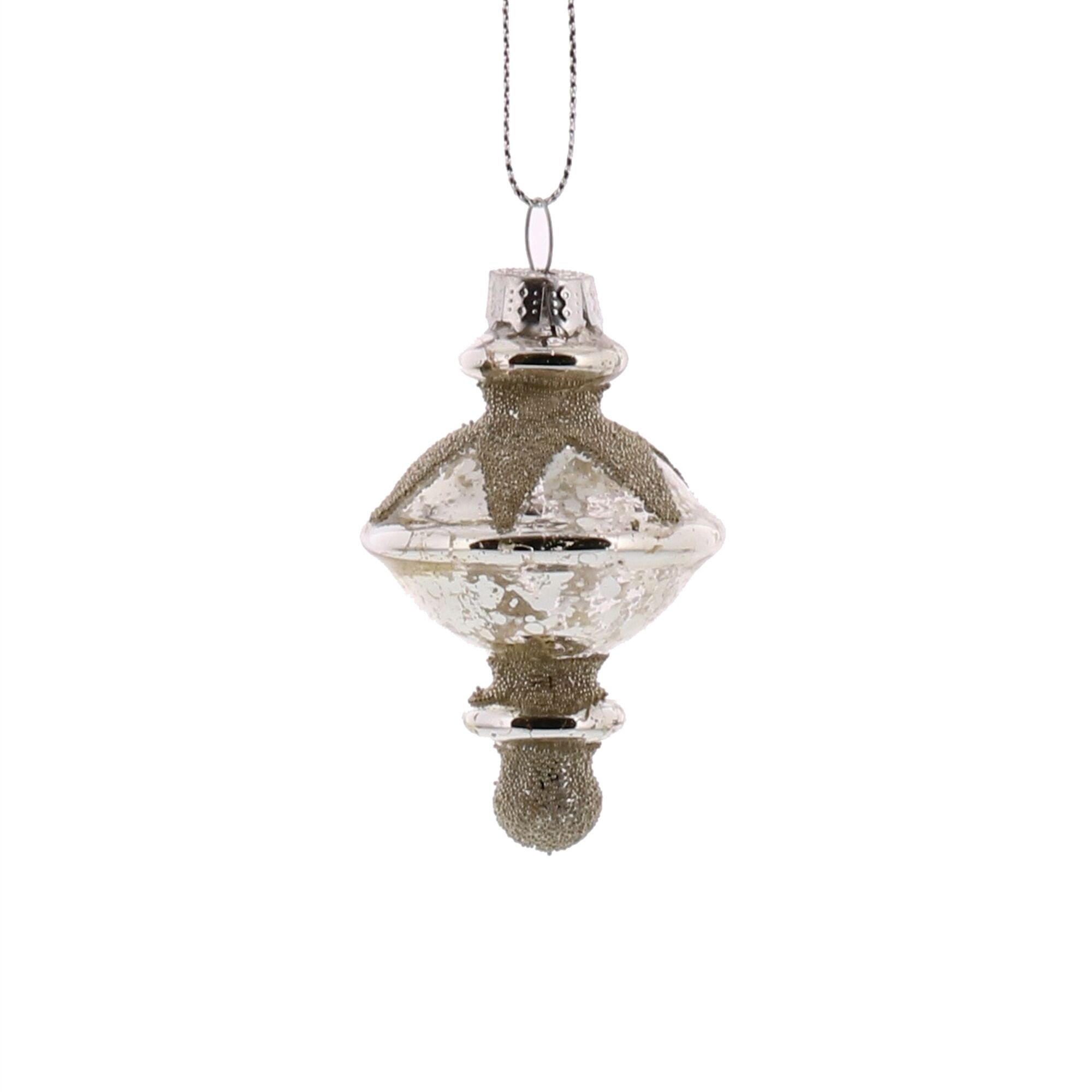 Antique Silver Glittered Glass Ornaments Set of 6 Assorted by HomArt - Image 4