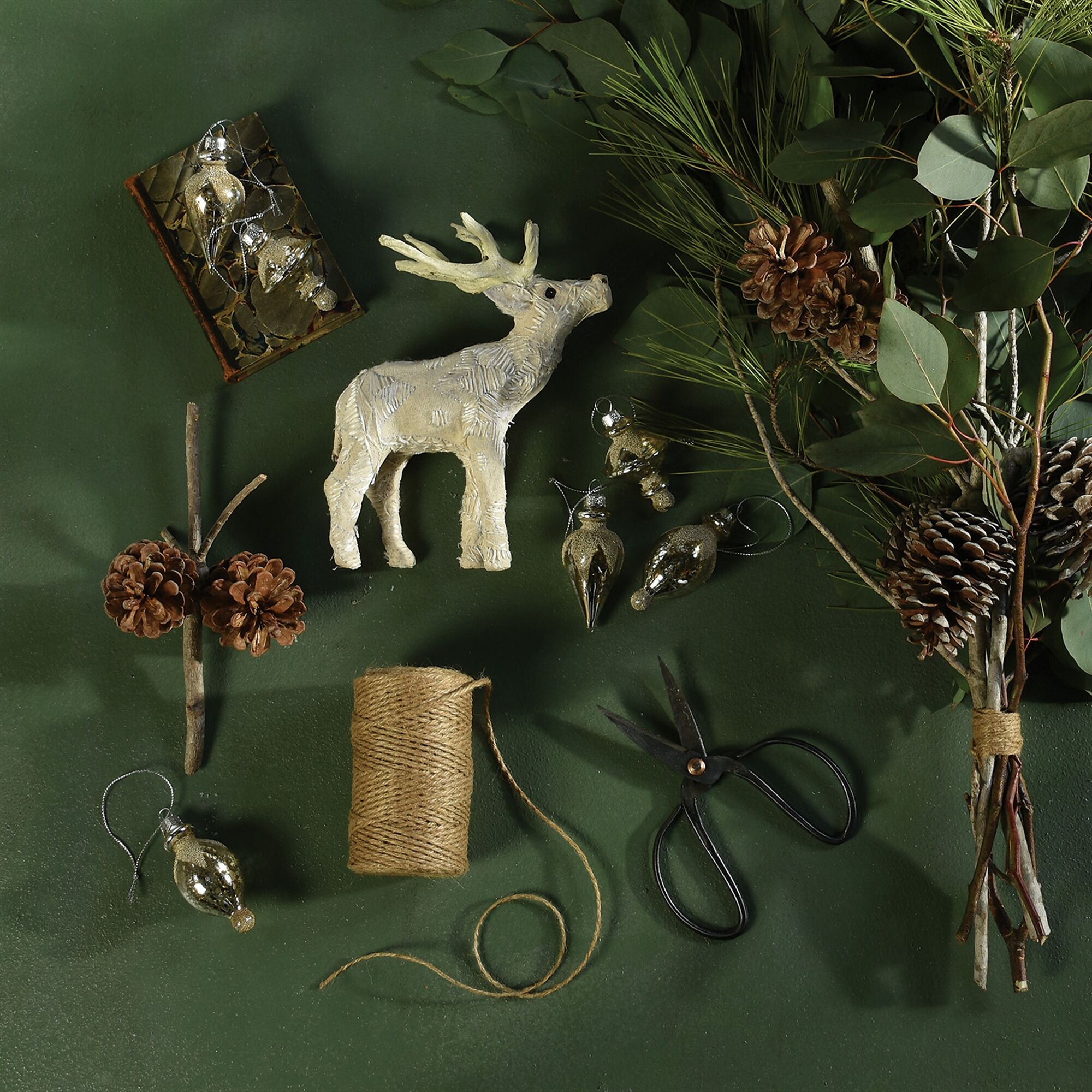 Antique Silver Glittered Glass Ornaments Set of 6 Assorted by HomArt - Image 2