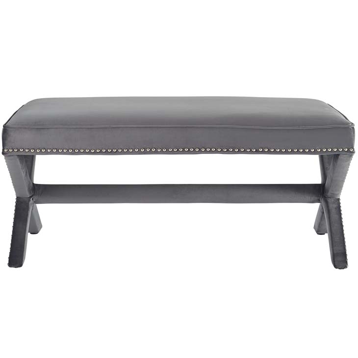 Rivet Upholstered Velvet Bench in Gray by Modway - Image 4