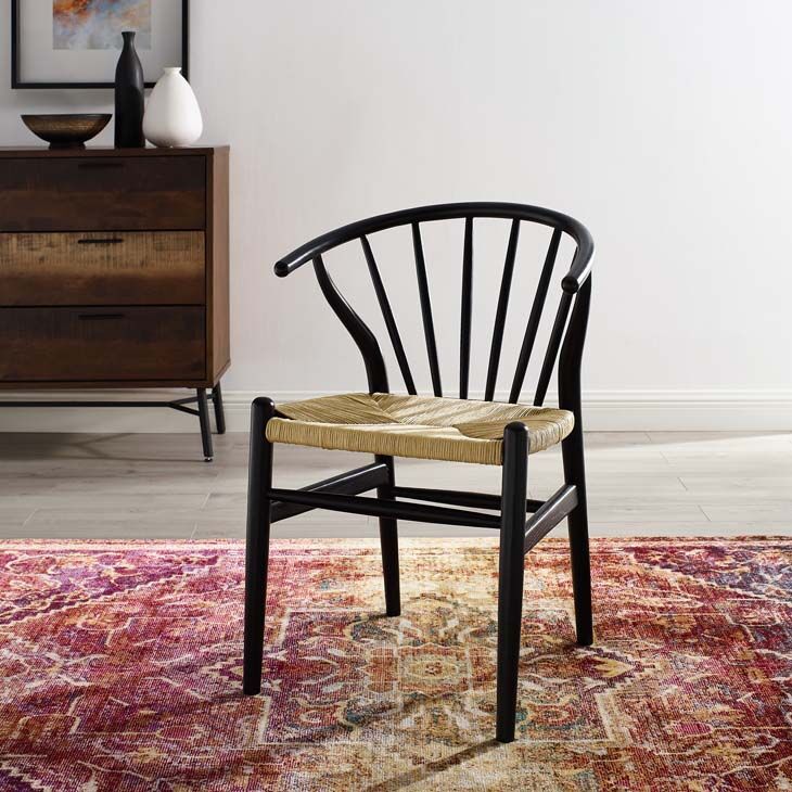 Flourish Spindle Wood Side Chair in Black by Modway