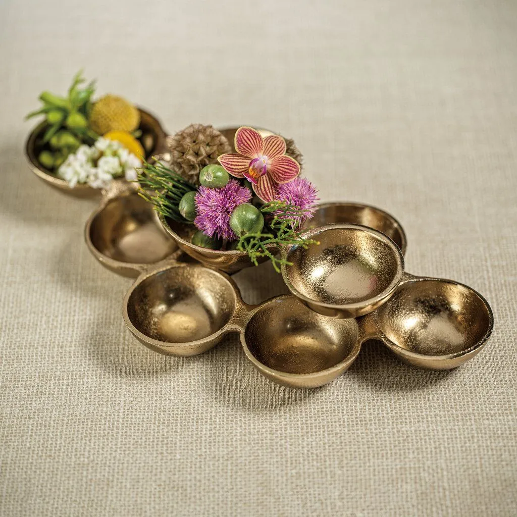 Small Cluster of Nine Dark Gold Serving Bowls by Zodax
