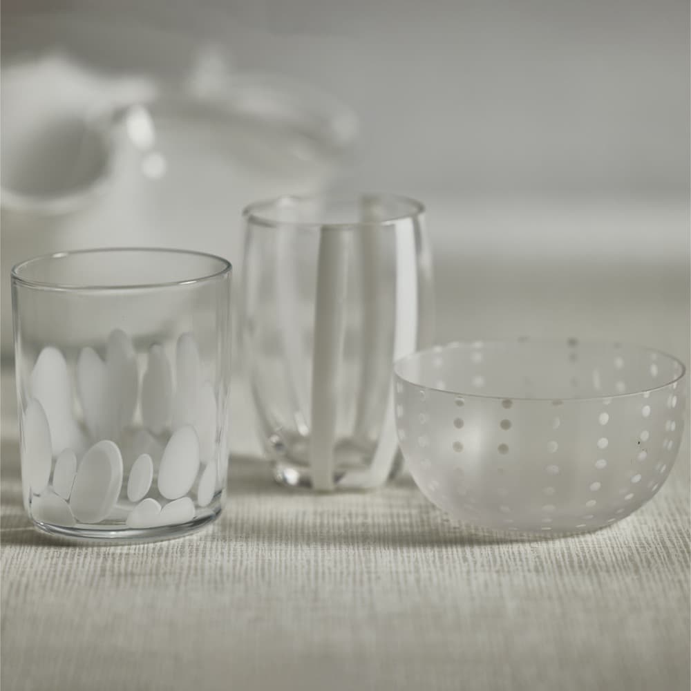 Parma White Dot Condiment Frosted Glass Bowls Set of 4 by Zodax - Image 3