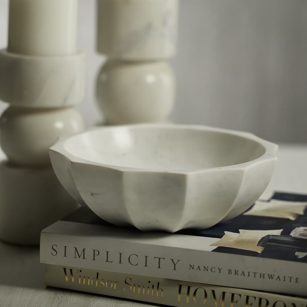 Fulham Scalloped Marble Bowl by Zodax - Image 2