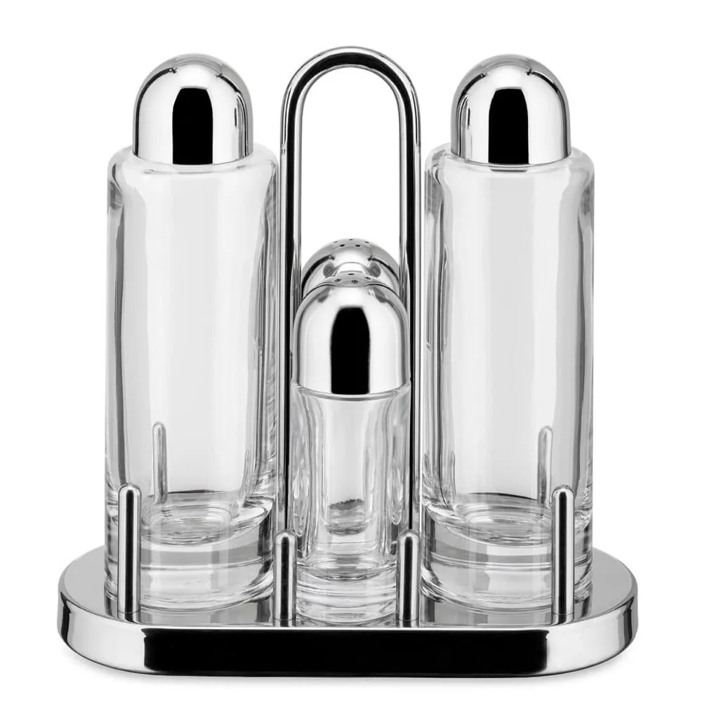 4-Piece Condiment Set with Carrier by Alessi