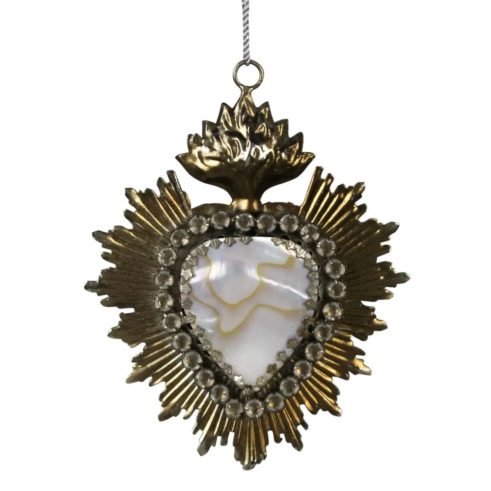 Sacred Heart Milagro with Abalone Ornament by HomArt