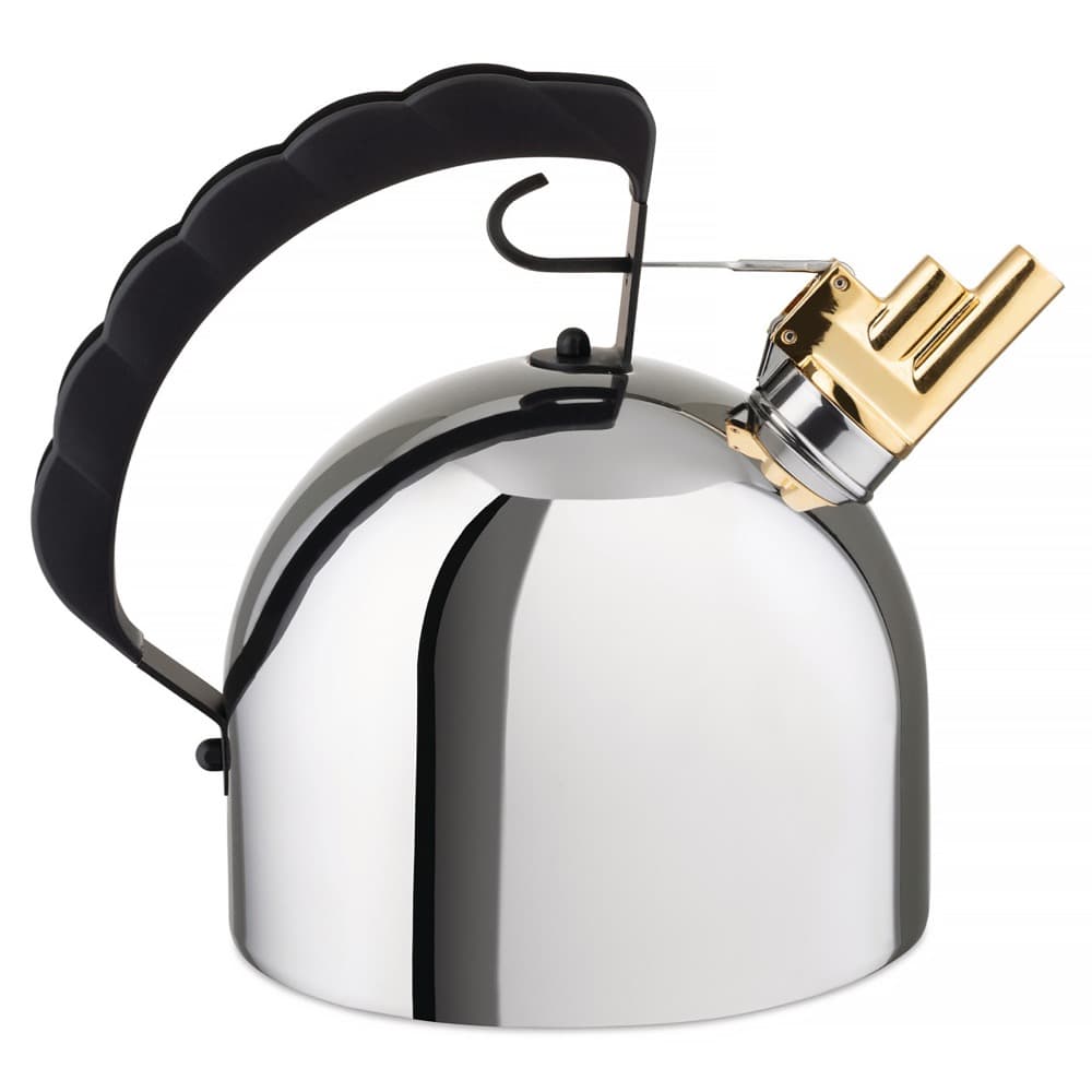 Richard Sapper Stainless Mirror Polished Whistling Stovetop Tea Kettle by Alessi