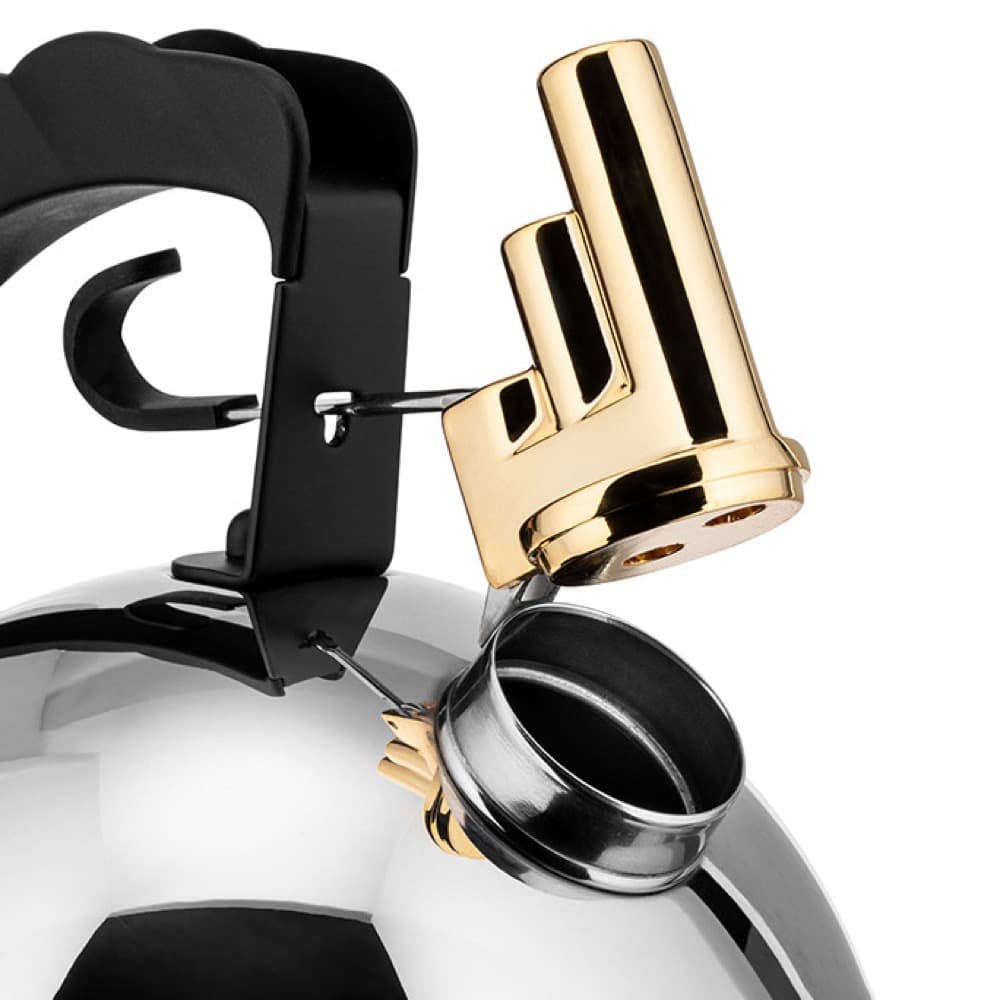 Richard Sapper Stainless Mirror Polished Whistling Stovetop Tea Kettle by Alessi - Image 2