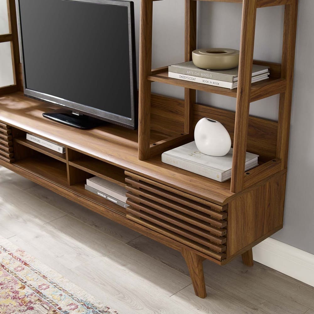 Render TV Stand Entertainment Center in Walnut by Modway - Image 4