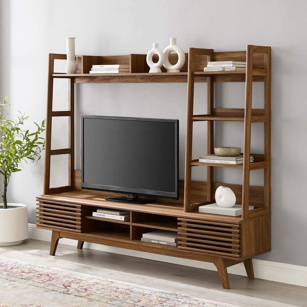 Render TV Stand Entertainment Center in Walnut by Modway - Image 2