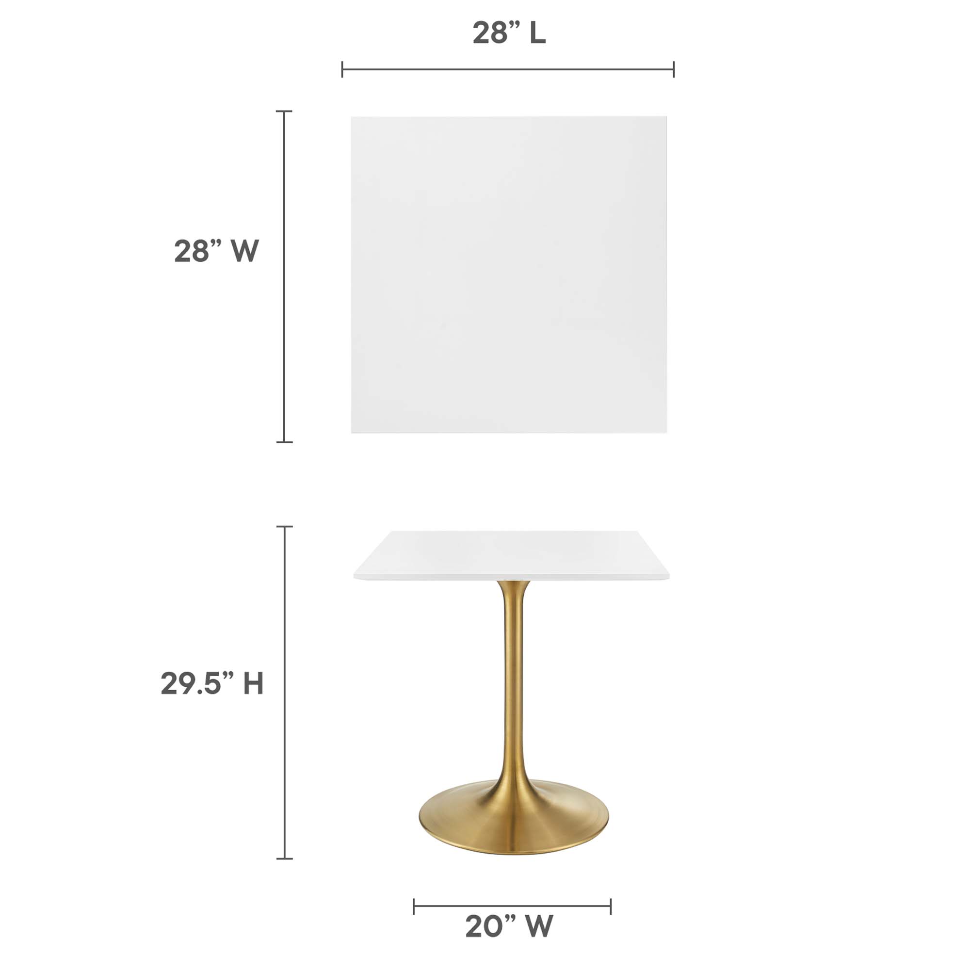 Lippa 28" Square Wood Dining Table by Modway - Image 3