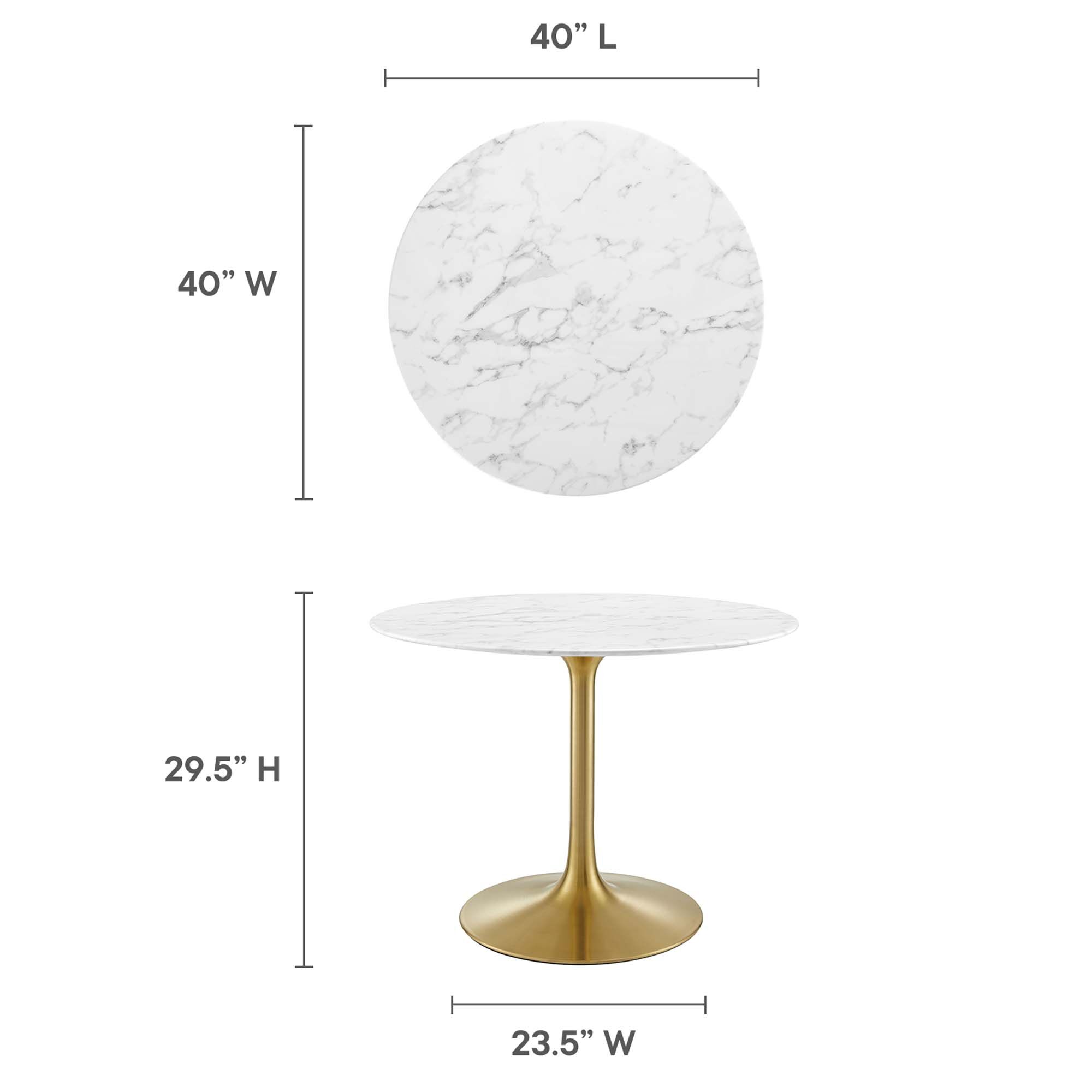 Lippa 40" Round Faux Marble Dining Table by Modway - Image 2
