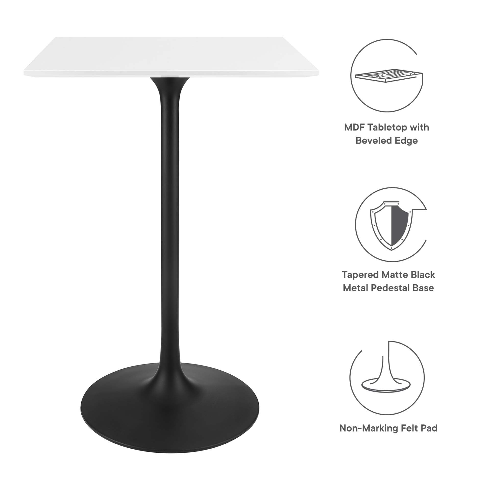 Lippa 28" Square Wood Bar Table by Modway - Image 2
