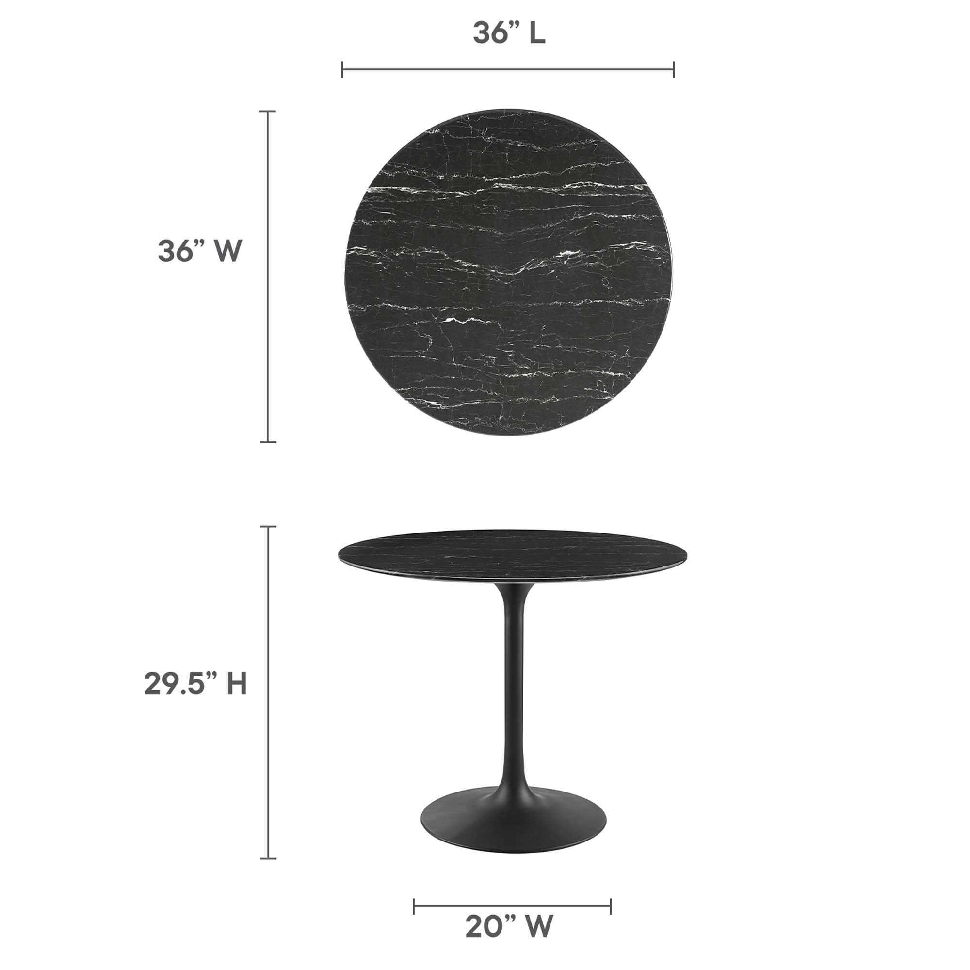 Lippa 36" Round Faux Marble Dining Table by Modway - Image 3