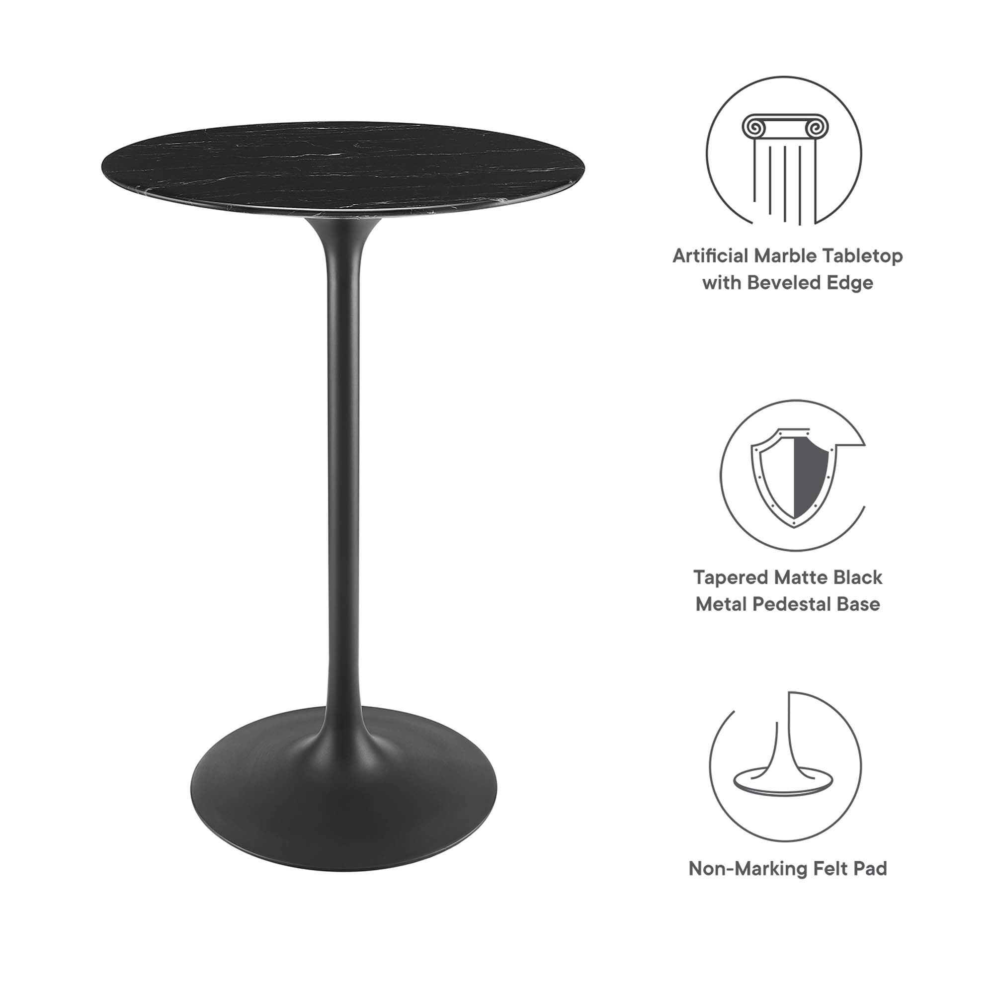 Lippa 28" Round Faux Marble Bar Table by Modway - Image 3