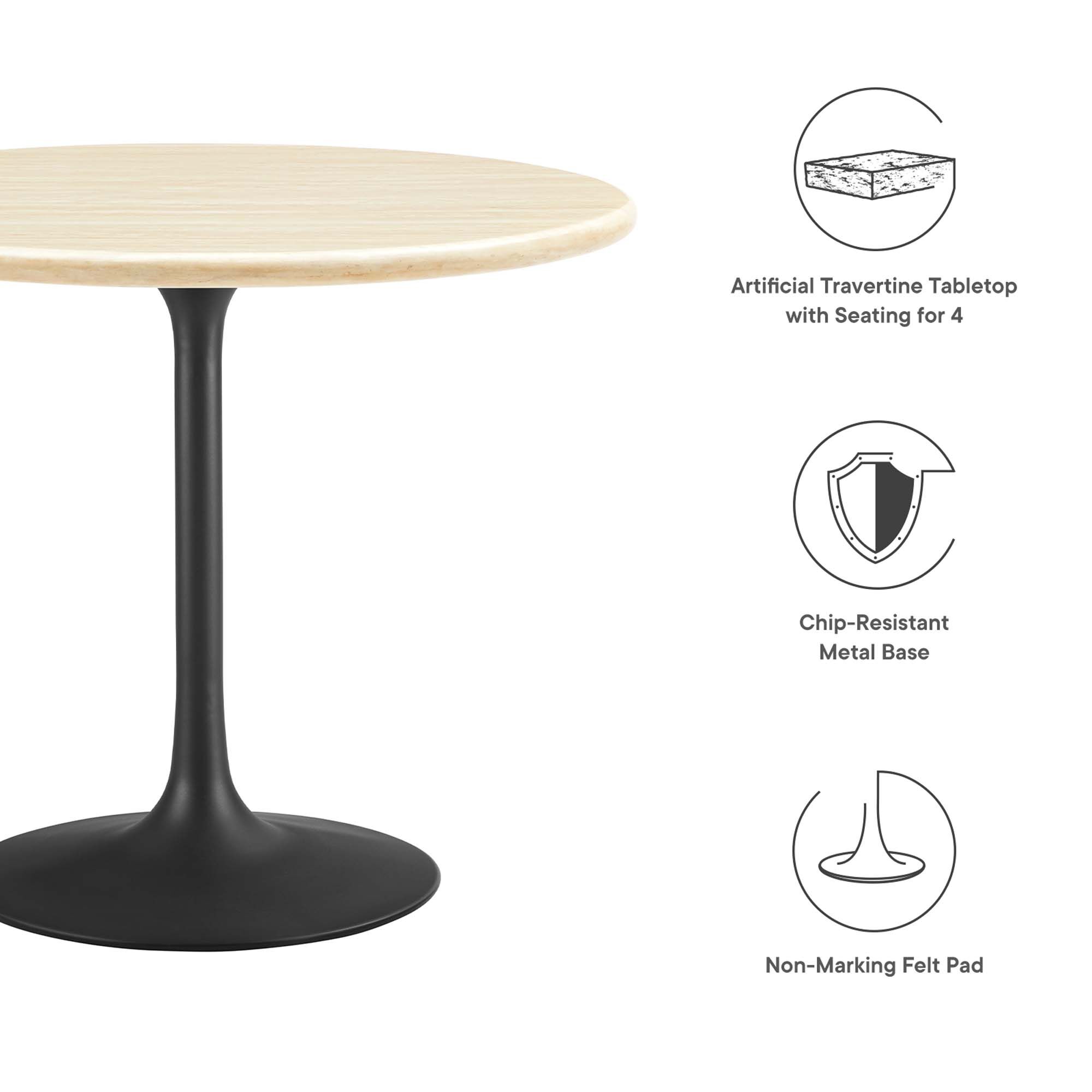 Lippa 36" Round Faux Travertine Dining Table by Modway - Image 2