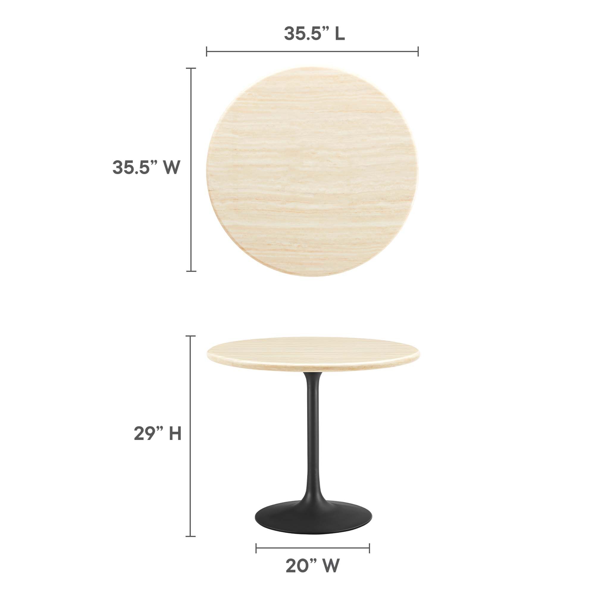 Lippa 36" Round Faux Travertine Dining Table by Modway - Image 4
