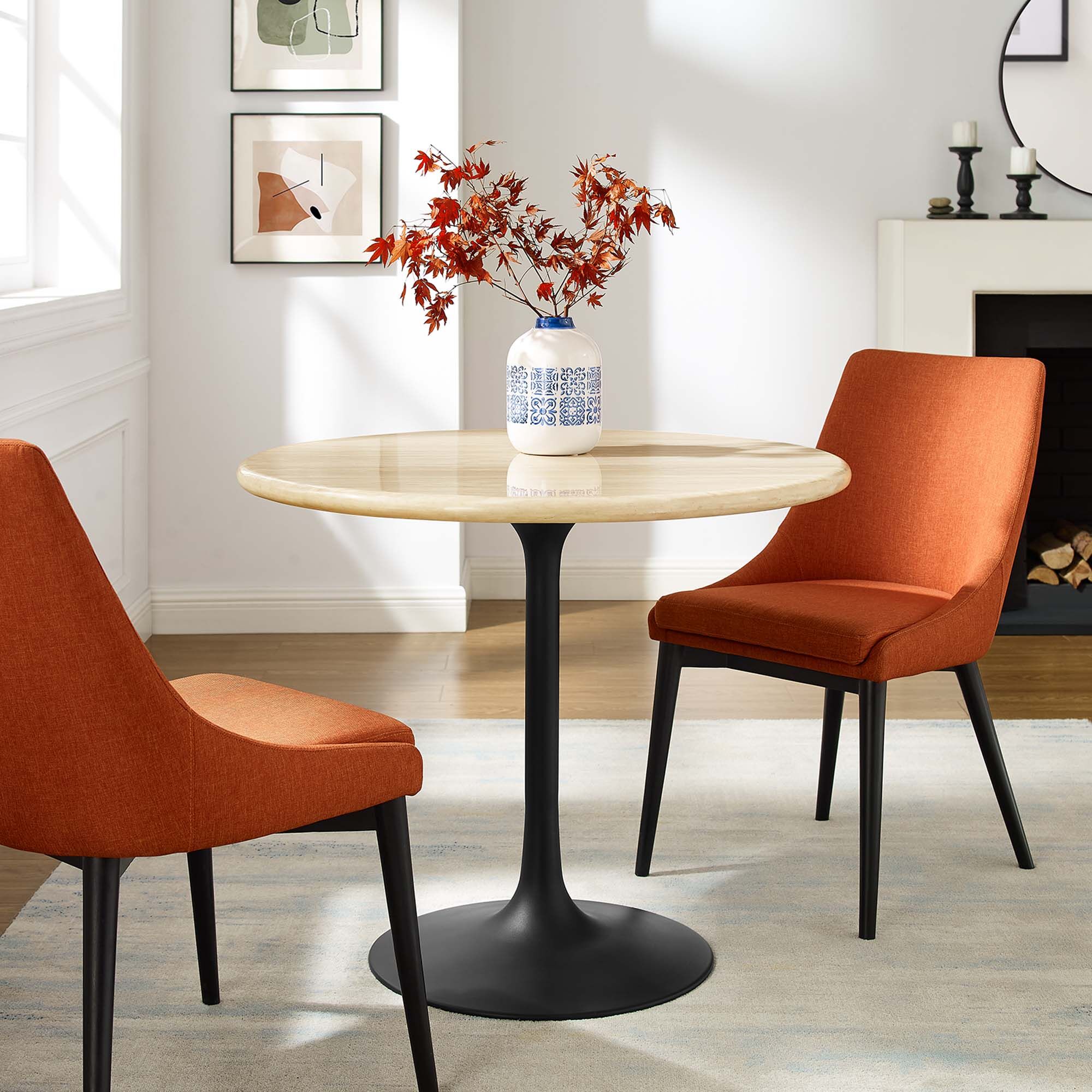 Lippa 36" Round Faux Travertine Dining Table by Modway - Image 7