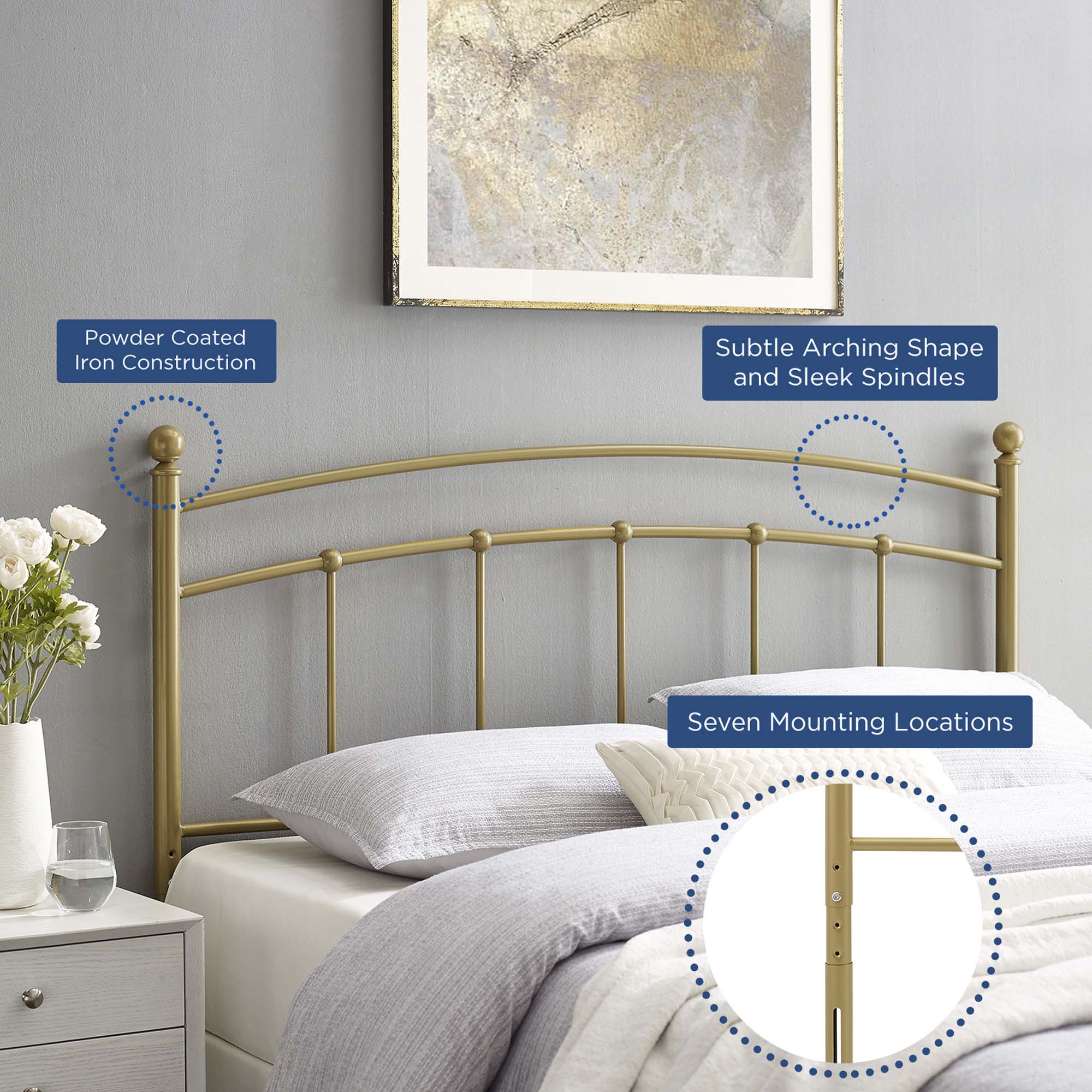 Abigail Metal Twin Headboard by Modway - Image 7