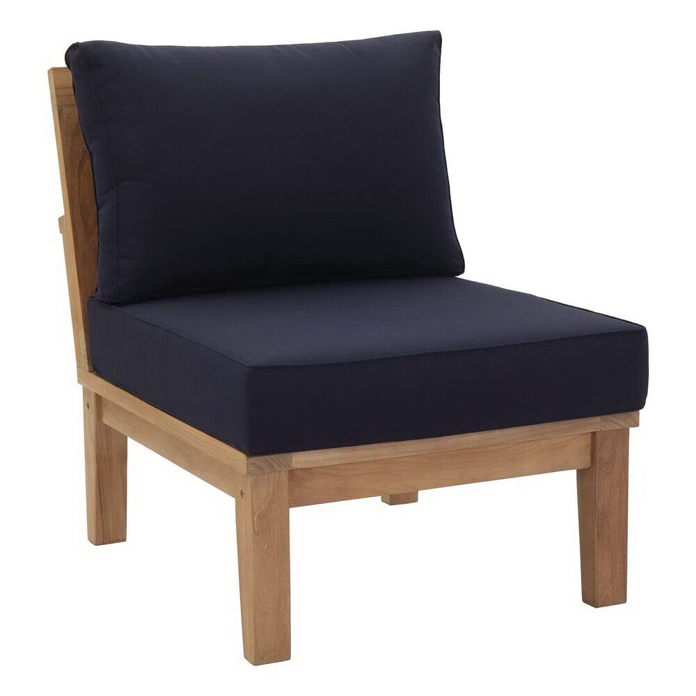 Marina 9 Piece Outdoor Patio Teak Set in Natural Navy by Modway - Image 3