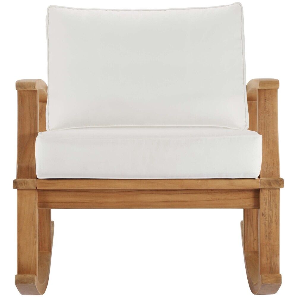 Marina Outdoor Patio Teak Rocking Chair in Natural White by Modway - Image 4