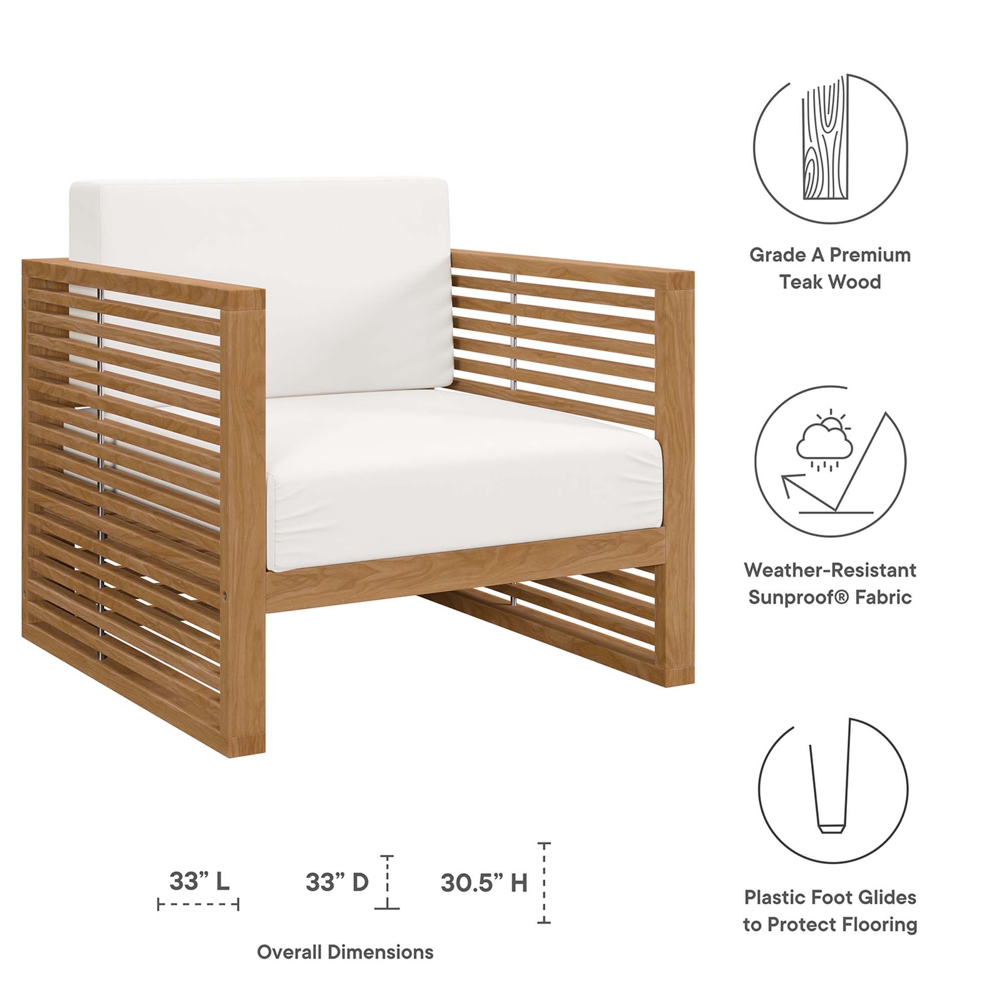 Carlsbad 6-Piece Teak Wood Outdoor Patio Set by Modway - Image 2