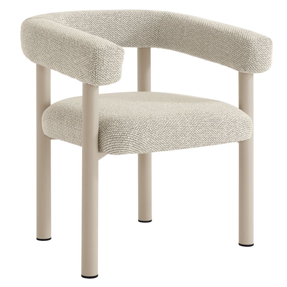 Nautica 5-Piece Round Outdoor Patio Aluminum Dining Table and Chairs Set in Ivory Taupe by Modway - Image 8