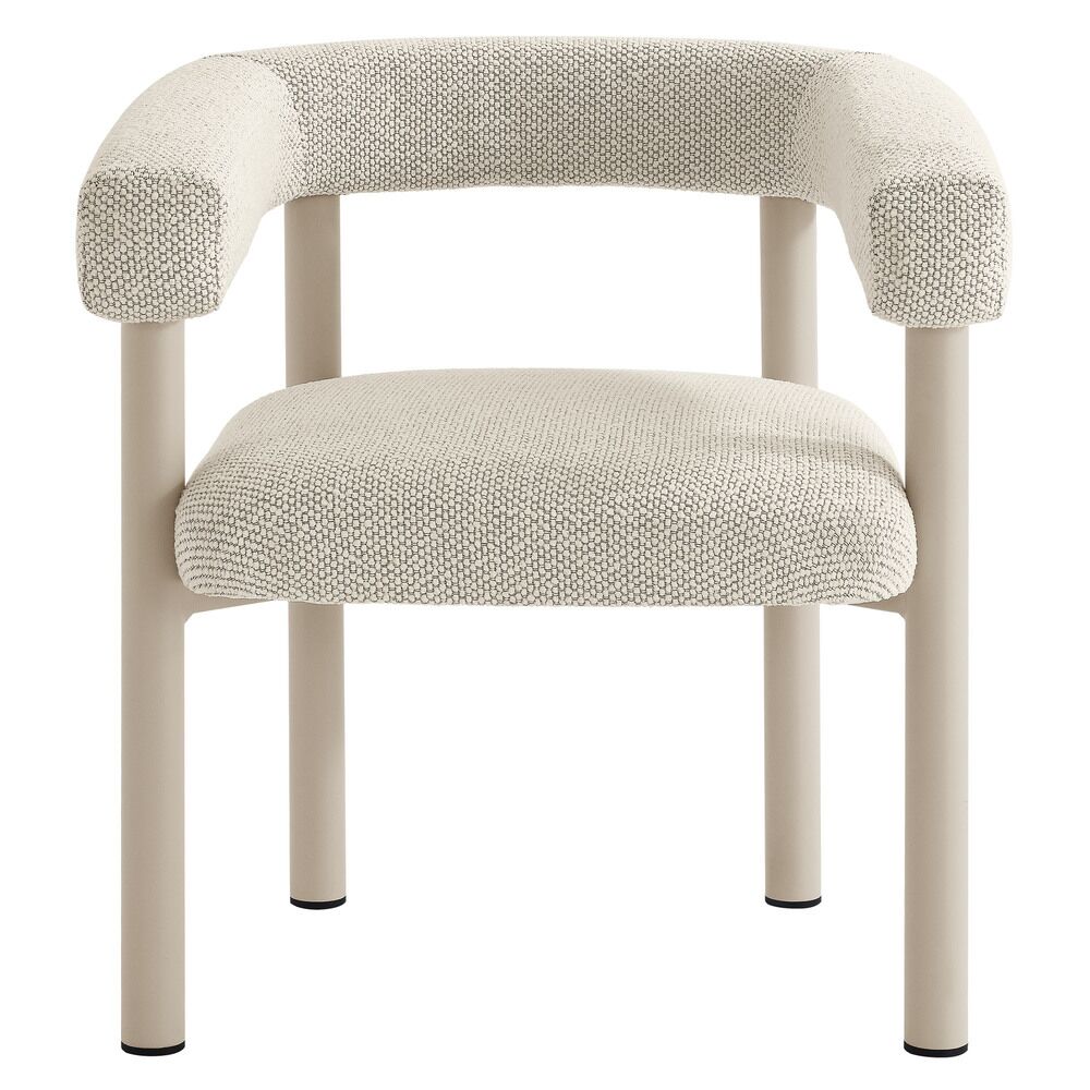 Nautica 5-Piece Round Outdoor Patio Aluminum Dining Table and Chairs Set in Ivory Taupe by Modway - Image 11