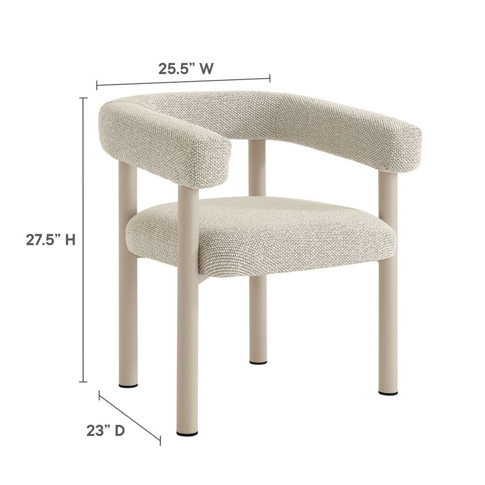 Nautica 5-Piece Round Outdoor Patio Aluminum Dining Table and Chairs Set in Ivory Taupe by Modway - Image 3