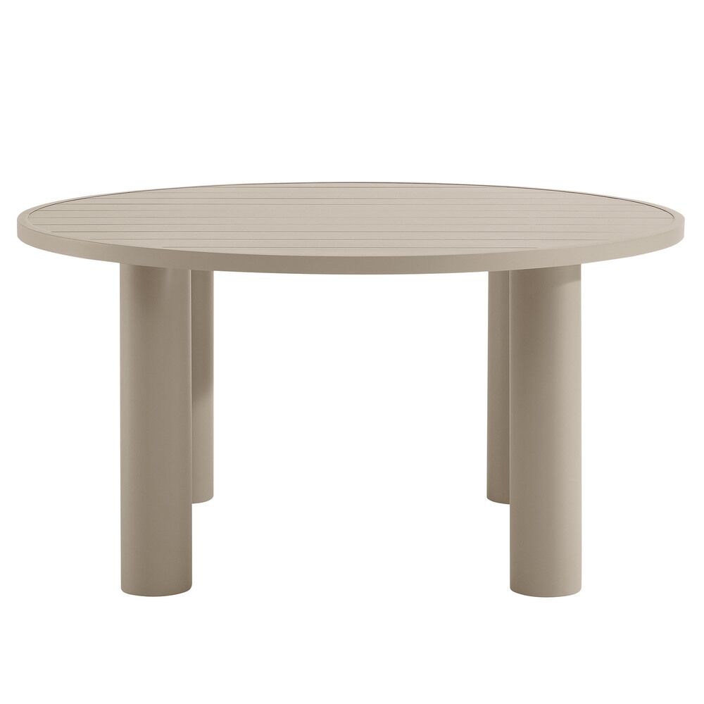 Nautica 5-Piece Round Outdoor Patio Aluminum Dining Table and Chairs Set in Ivory Taupe by Modway - Image 5