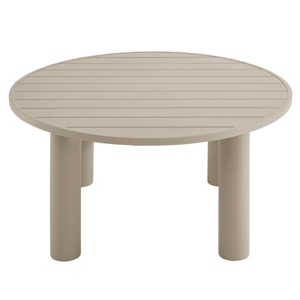 Nautica 5-Piece Round Outdoor Patio Aluminum Dining Table and Chairs Set in Ivory Taupe by Modway - Image 6