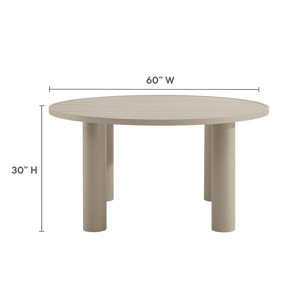 Nautica 5-Piece Round Outdoor Patio Aluminum Dining Table and Chairs Set in Ivory Taupe by Modway - Image 4