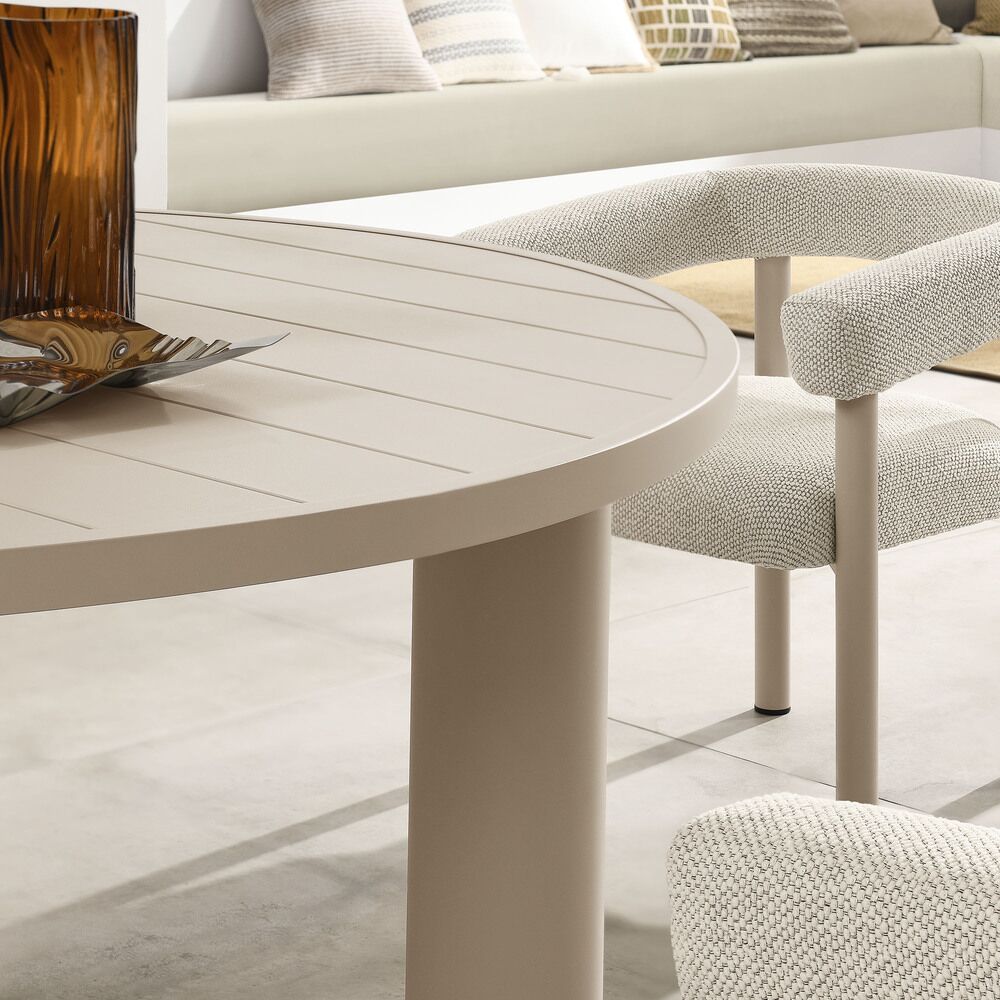 Nautica 5-Piece Round Outdoor Patio Aluminum Dining Table and Chairs Set in Ivory Taupe by Modway - Image 13