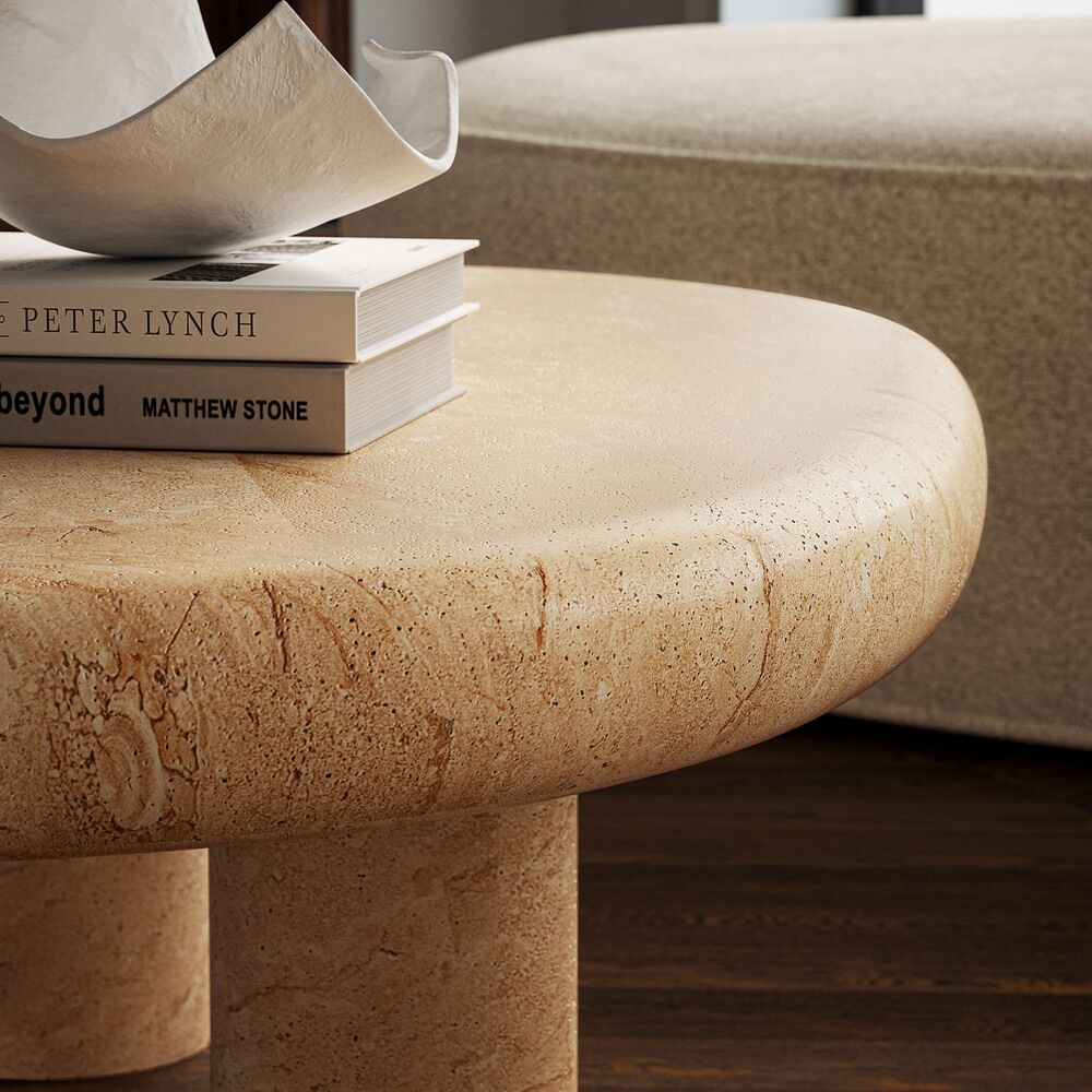 Elowen Indoor - Outdoor Patio Textured Faux Travertine Coffee Table in Travertine by Modway - Image 14