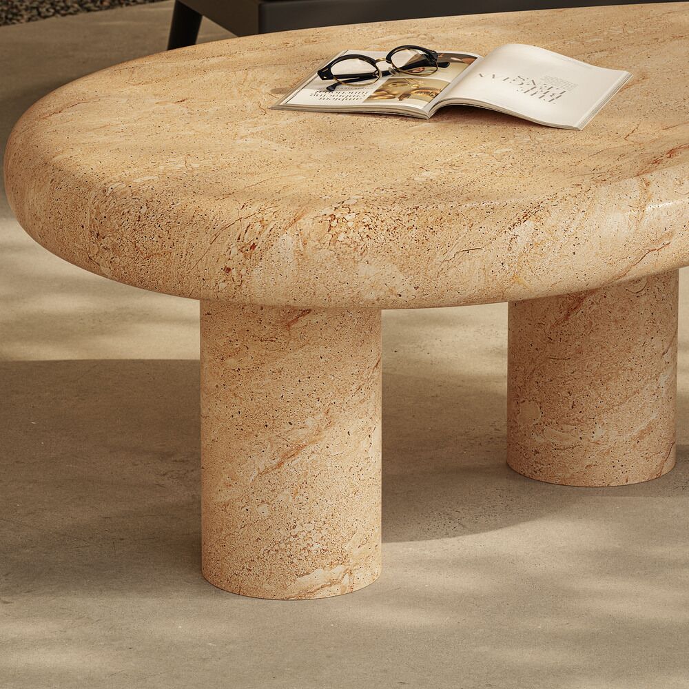 Elowen Indoor - Outdoor Patio Textured Faux Travertine Coffee Table in Travertine by Modway - Image 12