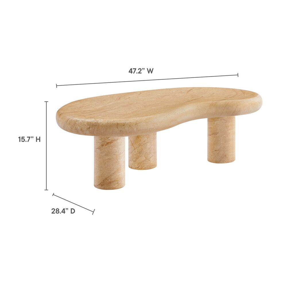 Elowen Indoor - Outdoor Patio Textured Faux Travertine Coffee Table in Travertine by Modway - Image 2