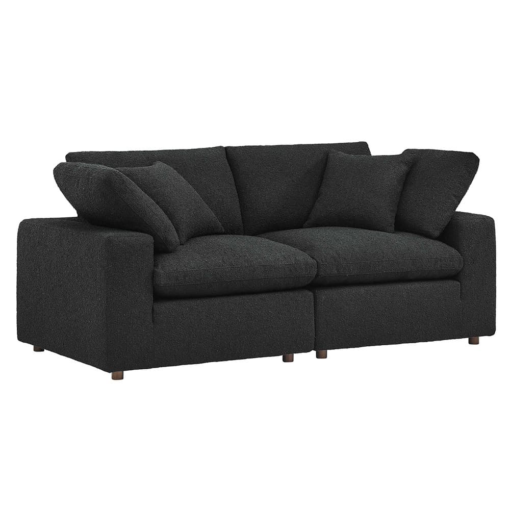 Commix Down Filled Overstuffed Boucle Fabric Loveseat in Black by Modway