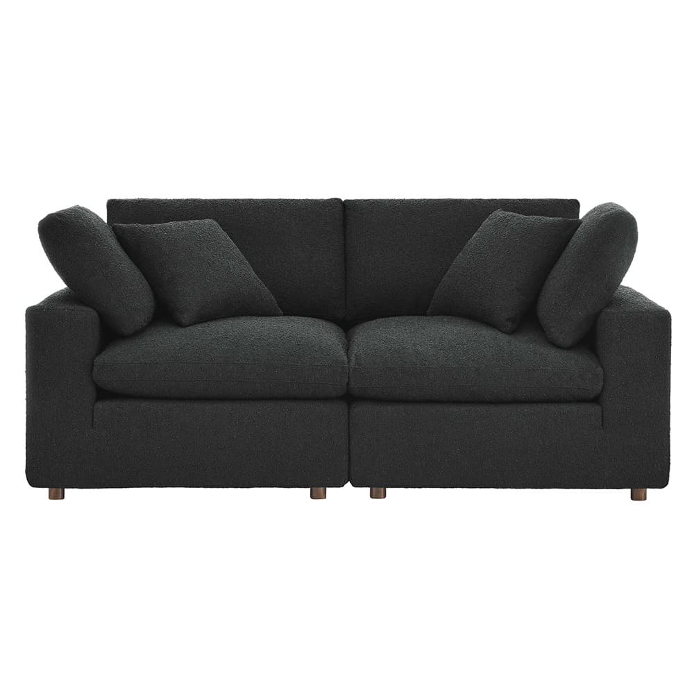 Commix Down Filled Overstuffed Boucle Fabric Loveseat in Black by Modway - Image 3