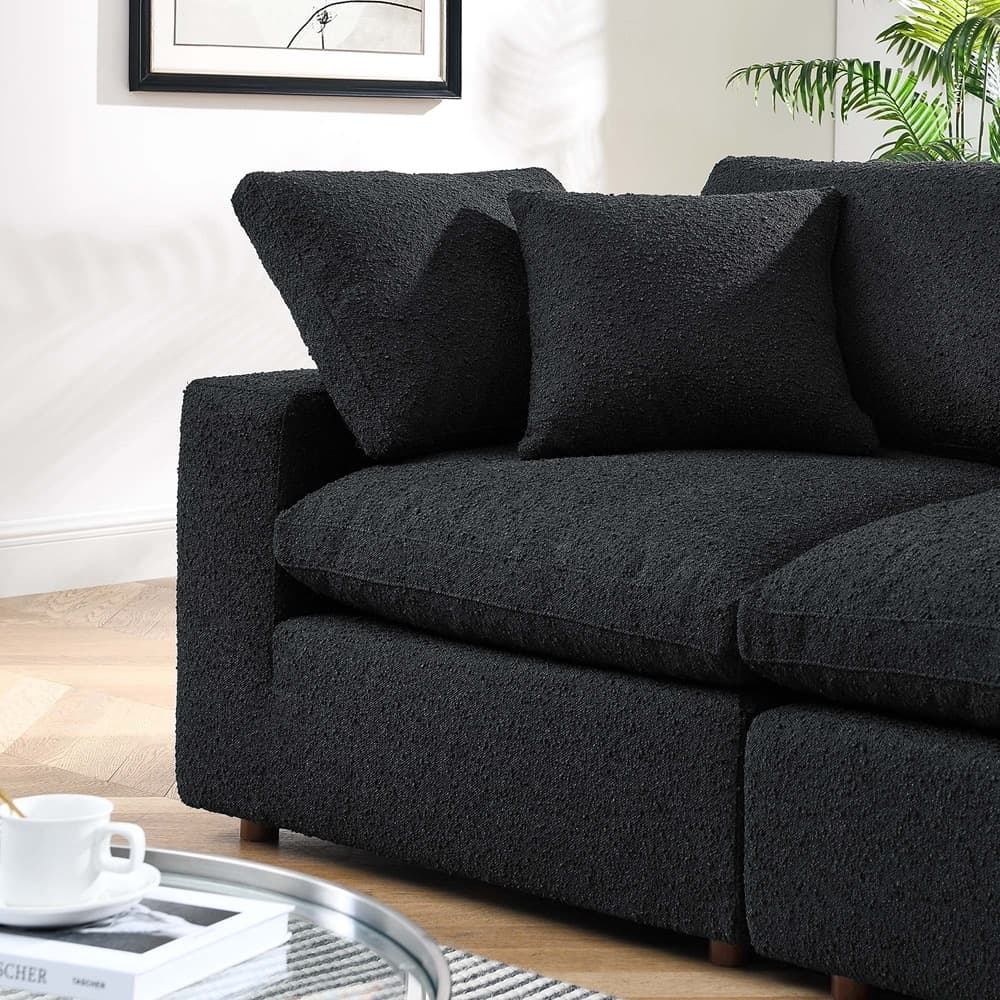 Commix Down Filled Overstuffed Boucle Fabric Loveseat in Black by Modway - Image 5
