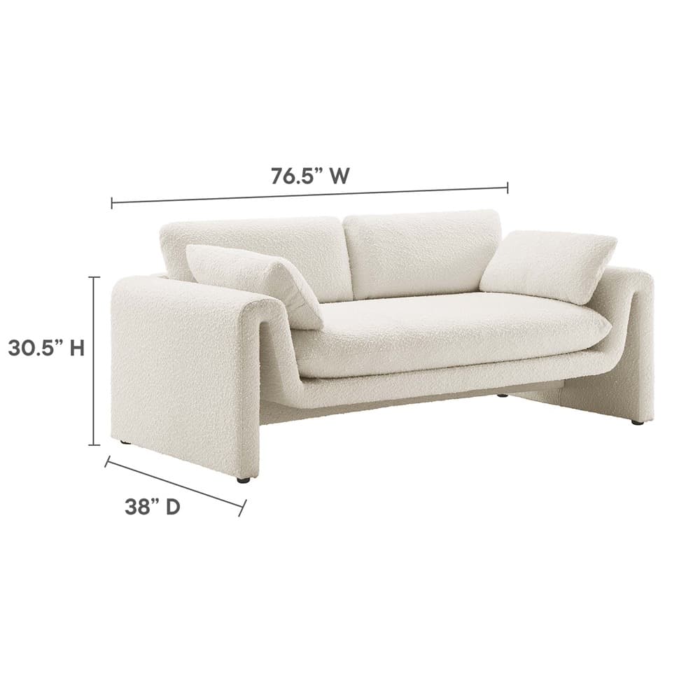 Waverly Boucle Fabric Sofa in Ivory by Modway - Image 2