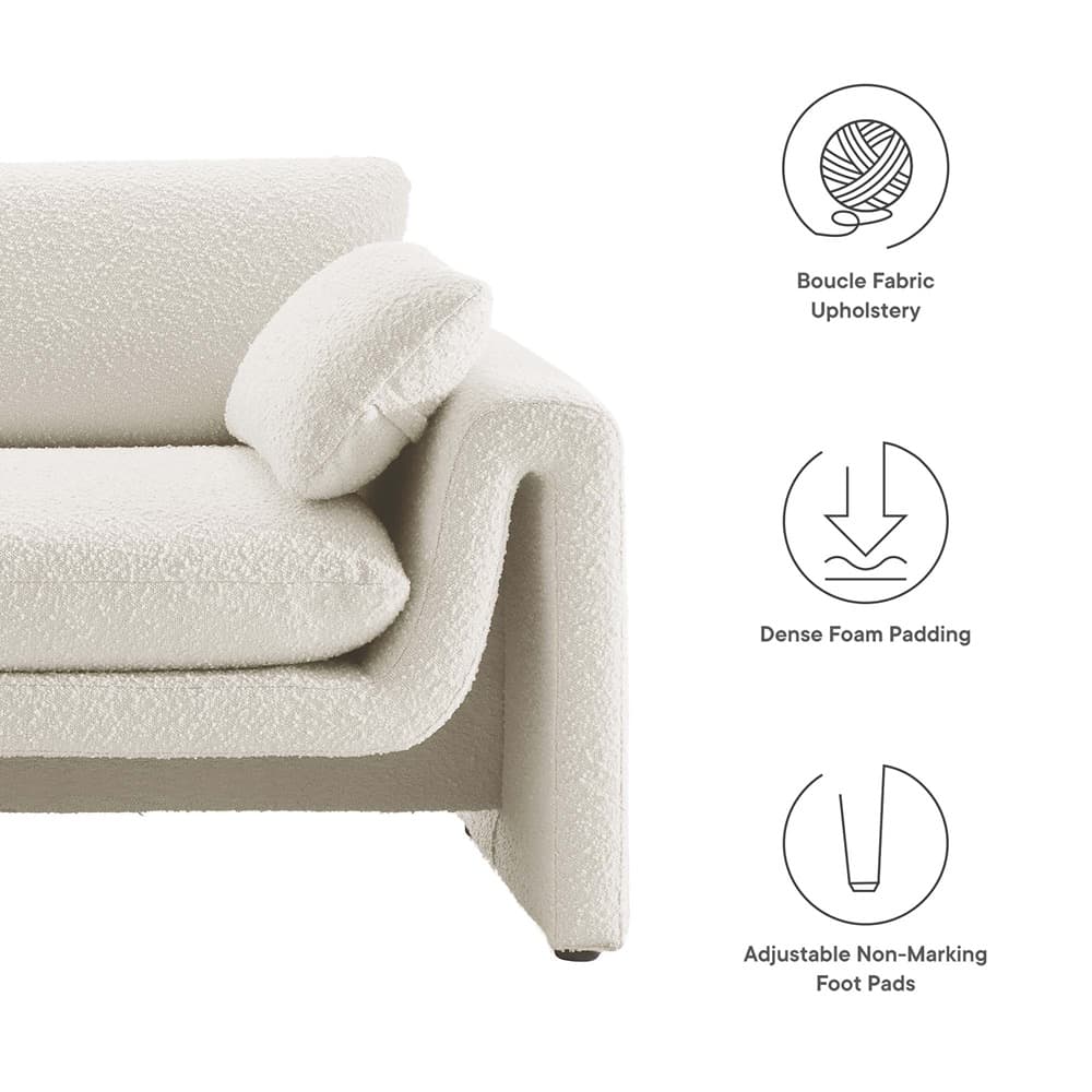 Waverly Boucle Fabric Sofa in Ivory by Modway - Image 3