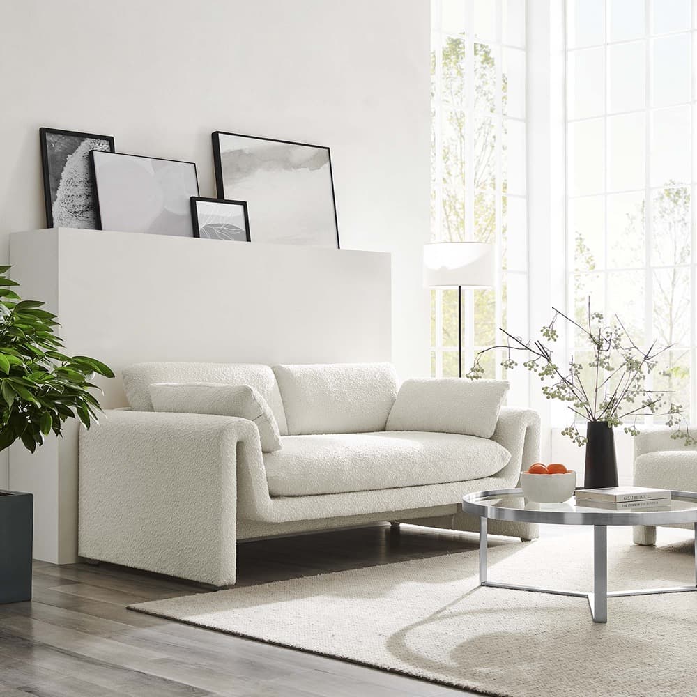 Waverly Boucle Fabric Sofa in Ivory by Modway - Image 8