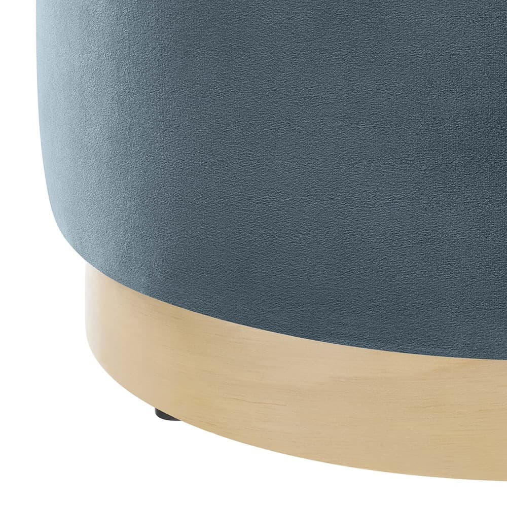 Tilden 16" Round Performance Velvet Upholstered Ottoman in Cadet Blue Natural by Modway - Image 5