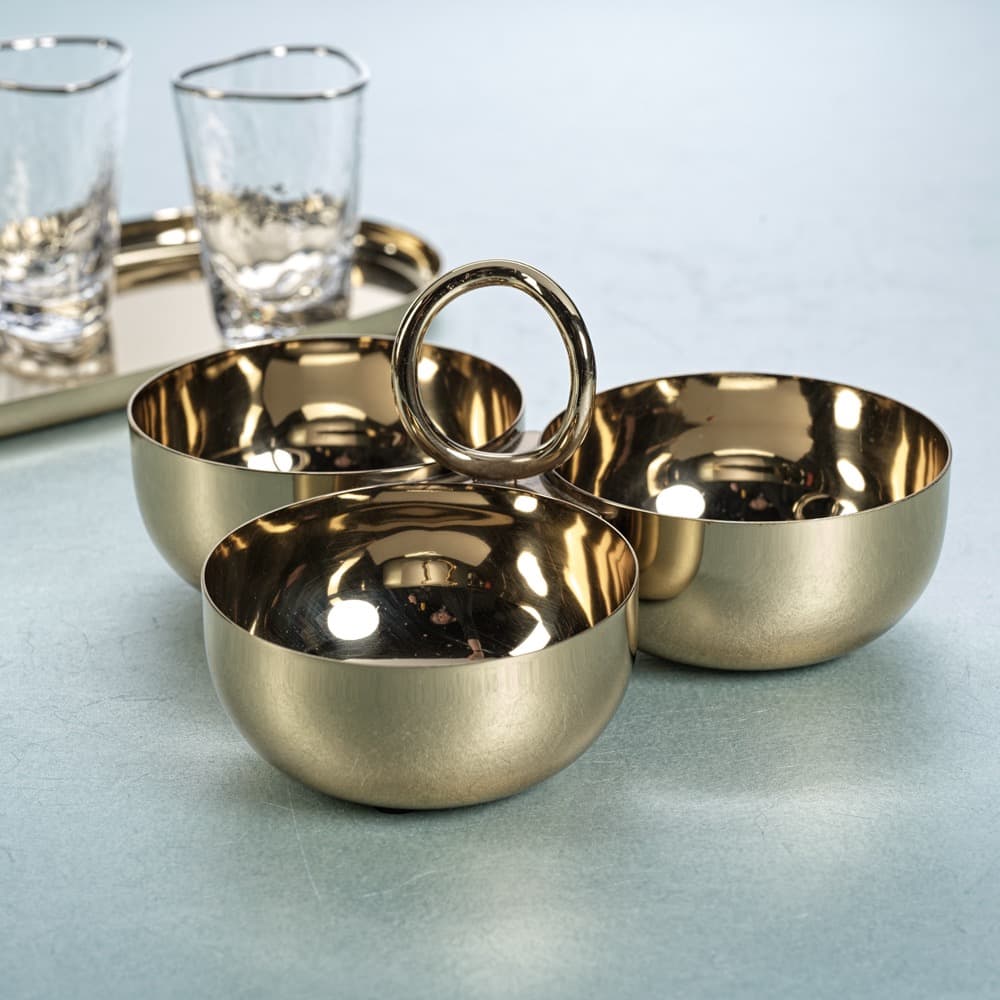 Aperitifs Cocktail Condiment Bowl Set- Polished Gold by Zodax - Image 2