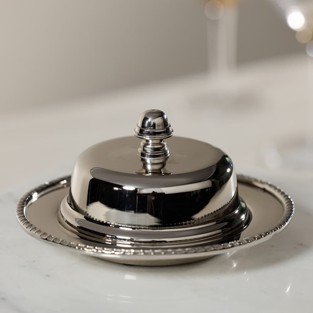 Parisian Butter Dish with Cover+Glass in Nickel by Zodax - Image 2
