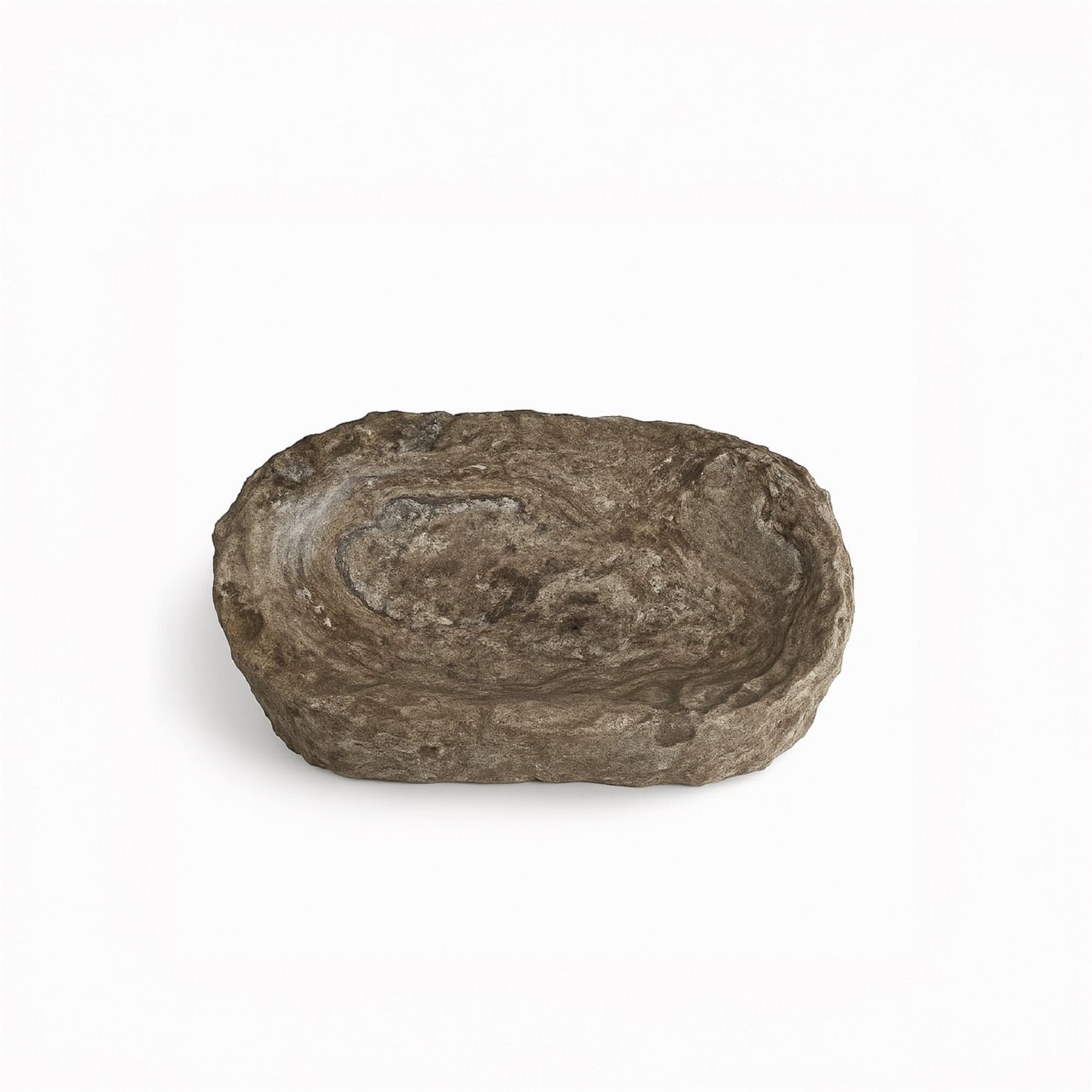 Grey Travertine Rough Organic Shaped Edged Bowl by BIDKhome - Image 2