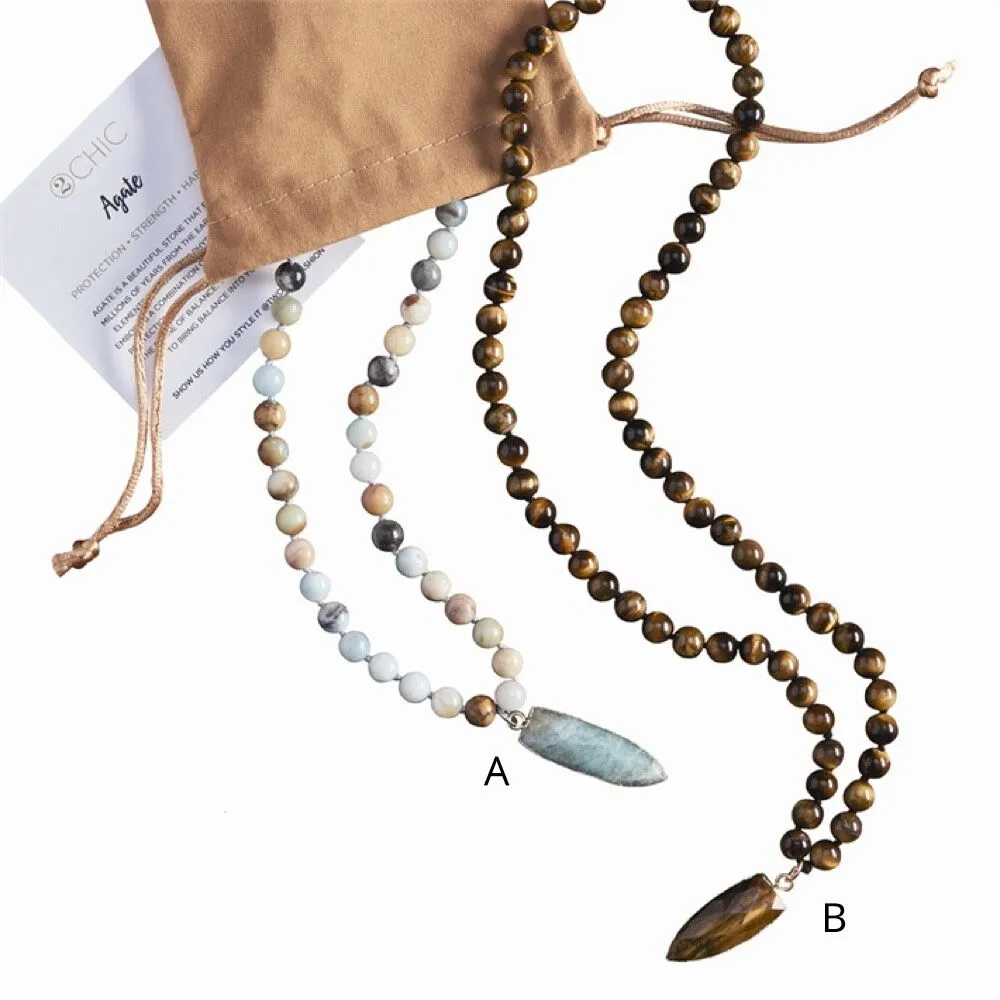 Tiger's Eye and Agate Beaded Necklaces by 2Chic