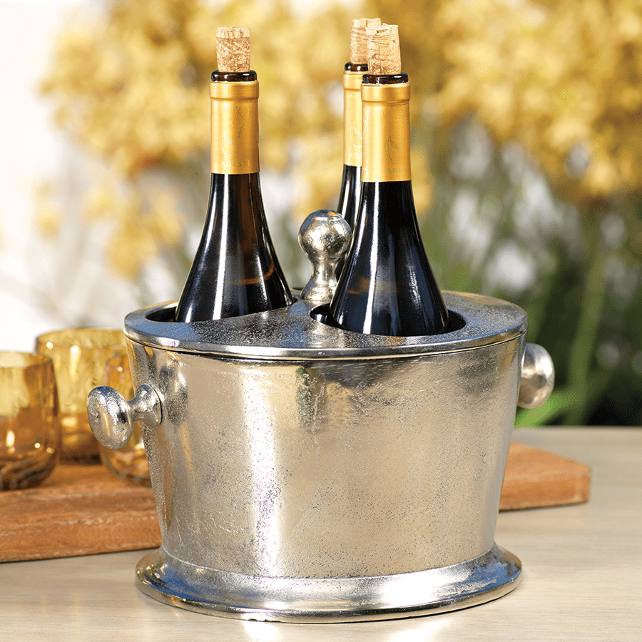 Raw Aluminum Three Bottle Wine Holder by Zodax