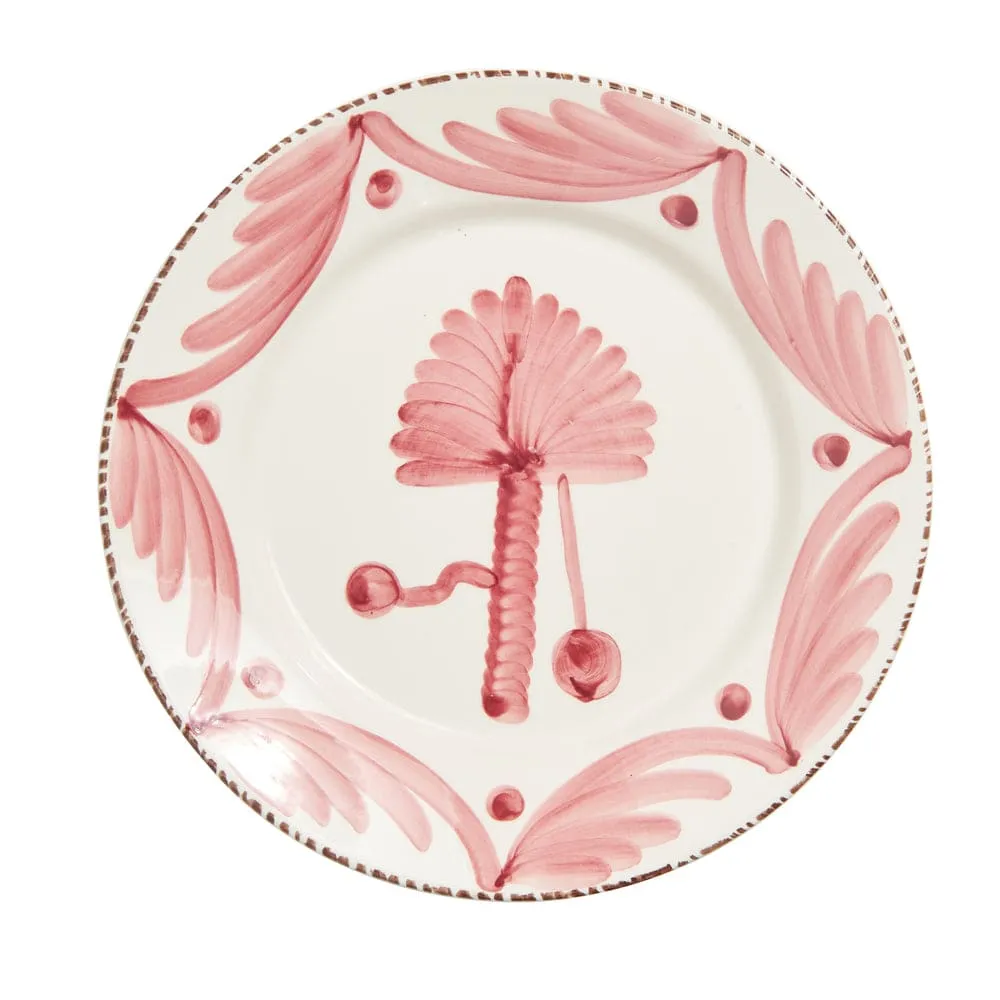 Casa Nuno Pink and White Palm Dinner Plate by Abigails