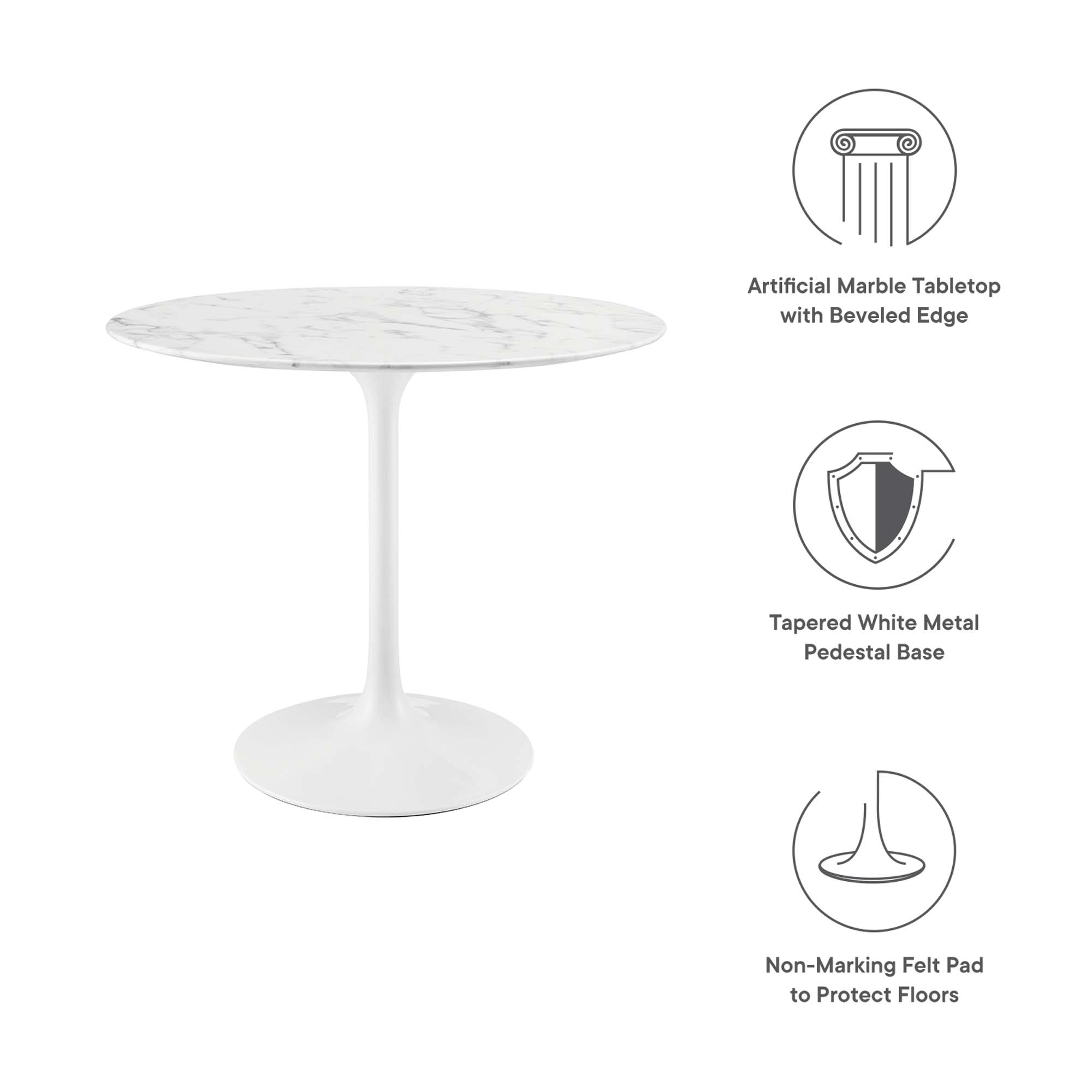 Lippa 36" Round Faux Marble Dining Table by Modway - Image 2